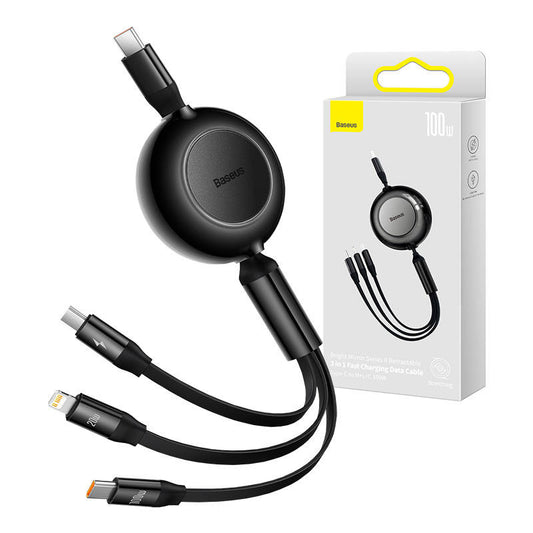 Baseus Bright Mirror 4, USB-C 3-in-1 cable for micro USB / USB-C / Lightning 100W / 3.5A 1.1m (Black) - Product Image 1