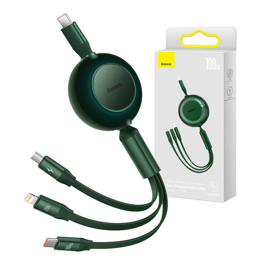 USB-C 3-in-1 cable Baseus Bright Mirror 4 for micro USB / USB-C / Lightning 100W / 3.5A 1.1m (Green) - Product Image 1