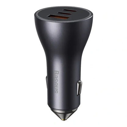Car charger Baseus Golden Contactor Pro, 2x USB-C, 1x USB, 65W (grey) - Product Image 2