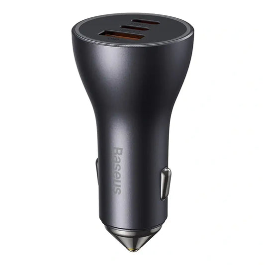 Car charger Baseus Golden Contactor Pro, 2x USB-C, 1x USB, 65W (grey) - Product Image 2