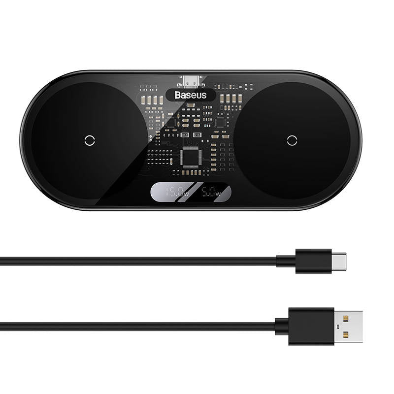 Dual Qi wireless charger Baseus Digital LED Display, 20W - Product Image 6