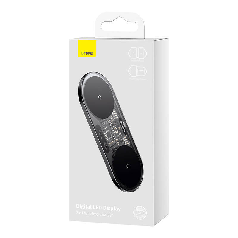 Dual Qi wireless charger Baseus Digital LED Display, 20W - Product Image 7