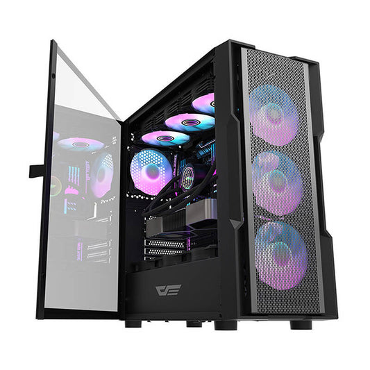 Darkflash DK431 Mesh-Computergehäuse (schwarz) + 4 ARGB-Lüfter