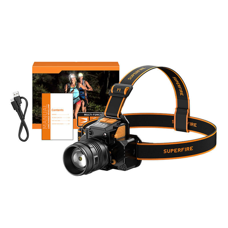 Superfire HL58 headlamp flashlight, 350 lm, USB, 3 modes, 200m - Product Image 2