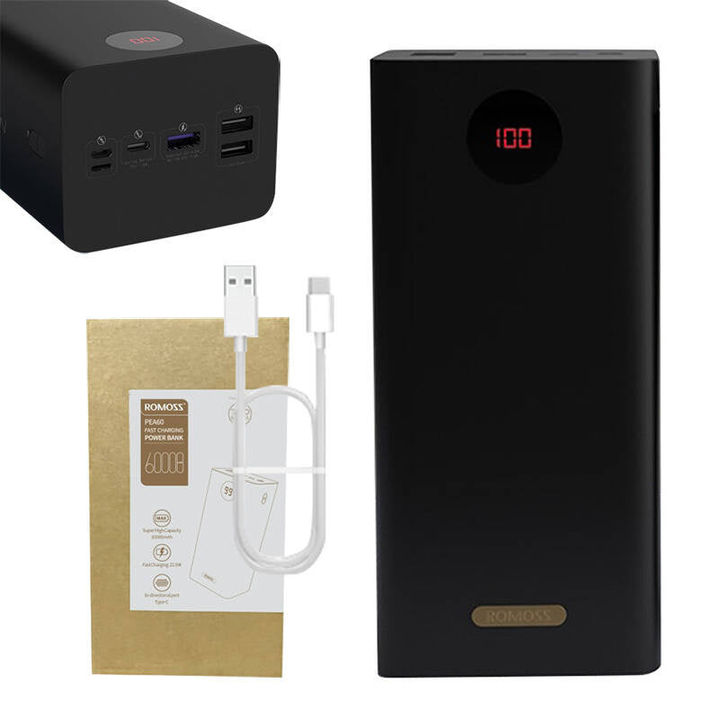 Powerbank Romoss PEA60 60000mAh, QC + PD, 22.5W (black) - Product Image 3