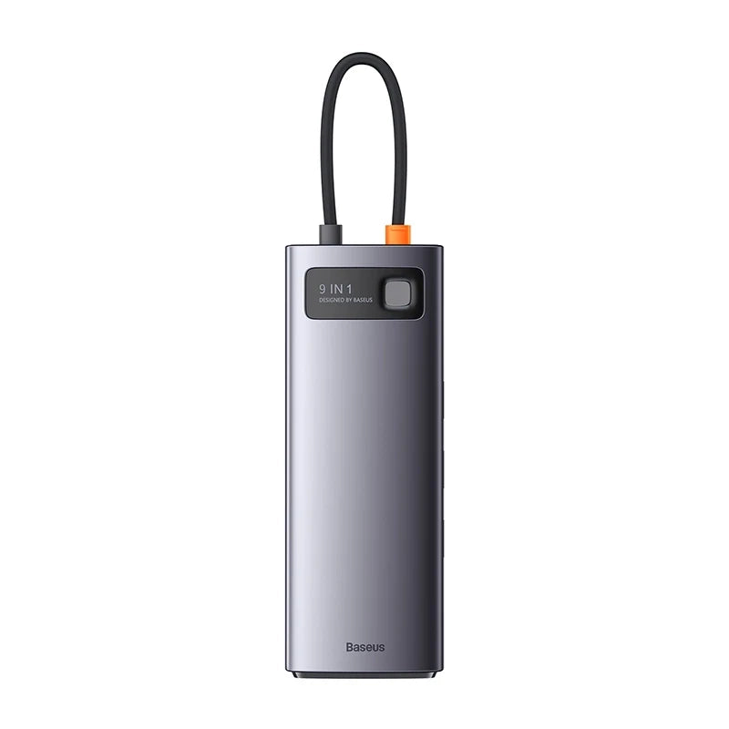 Hub 9in1 Baseus Metal Gleam Series, USB-C to 2x USB 3.0 + 2x HDMI + USB 2.0 + USB-C PD + Ethernet RJ45 + microSD/SD - Product Image 1