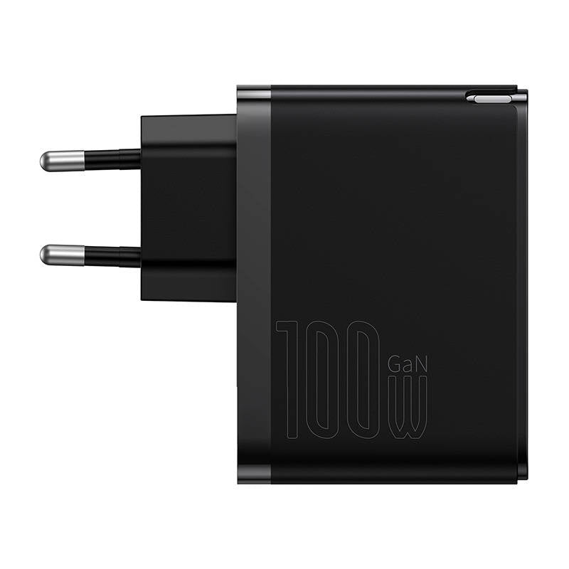 Wall charger Baseus GaN USB-C + USB, 100W + 1m cable (black) - Product Image 4