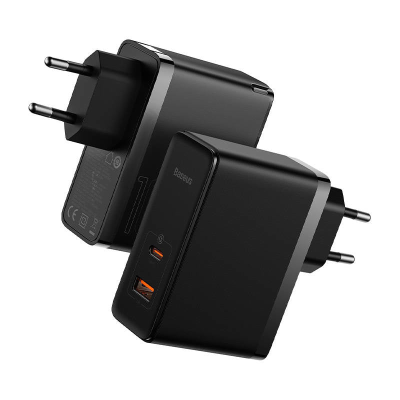 Wall charger Baseus GaN USB-C + USB, 100W + 1m cable (black) - Product Image 7