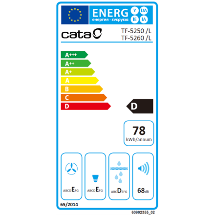 CATA | Hood | TFH 5250 X | Telescopic | Energy efficiency class D | Width 50 cm | 325 m³/h | Slider control | LED | Inox