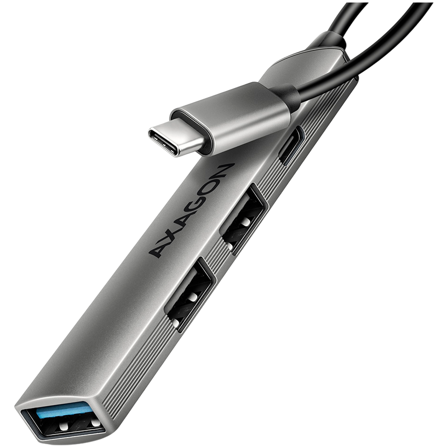 HUE-STC ALU STRIP USB-C 4 port hub — AXAGON