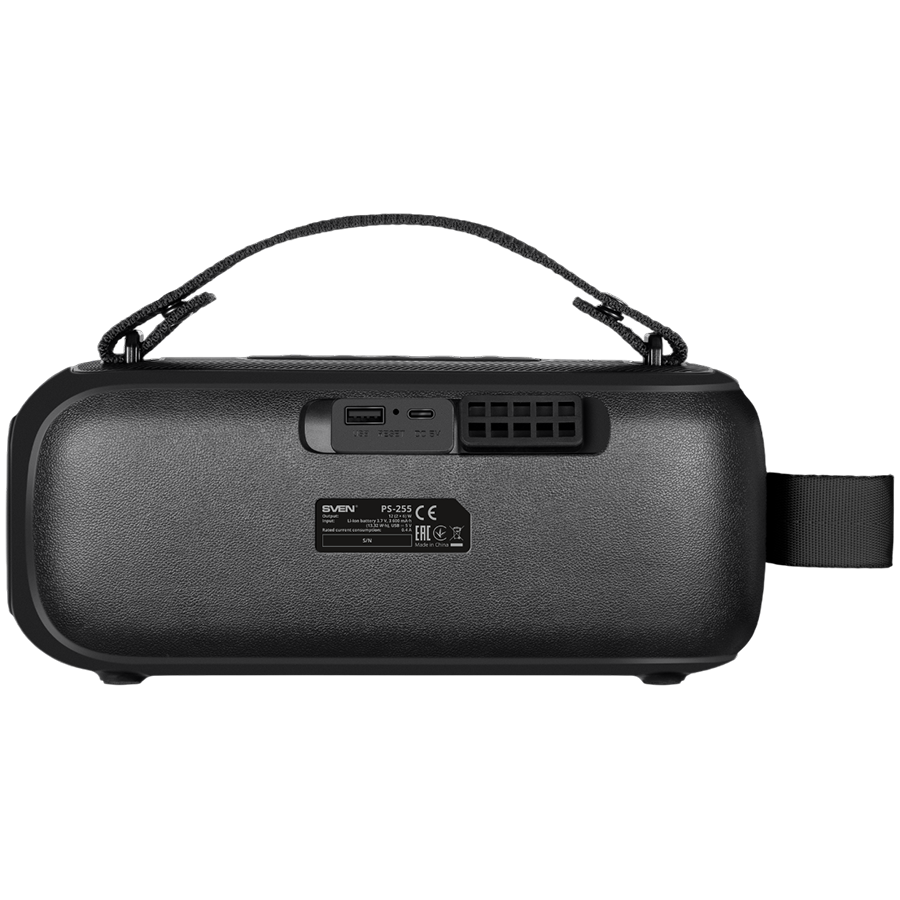 Speaker SVEN PS-255, black (12W, Bluetooth, FM, USB, karaoke mic, 3600mAh)