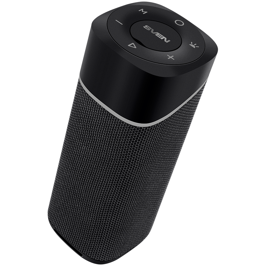 2.0 portable speaker SVEN PS-155, black, power output 2x5 W (RMS), TWS, Bluetooth, FM, USB, lithium battery