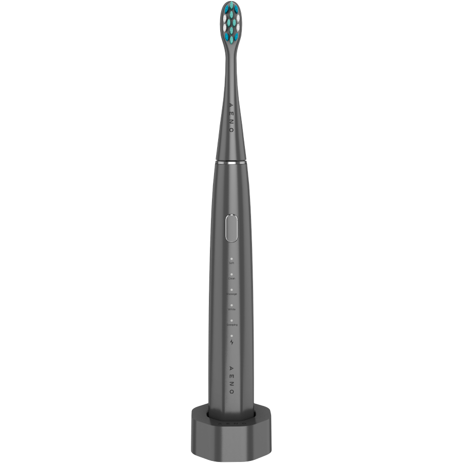 Wireless Tooth Brush, Grey, 3 Brush Heads, 1400mAh, Function: Soft, Clean, Massage, White, Sweep — AENO