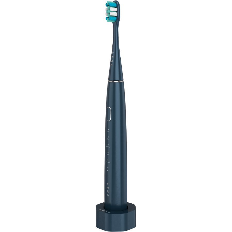 Wireless Tooth Brush, Navy Blue, 3 Brush Heads, 1400mAh, Function: Soft, Clean, Massage, White, Sweep — AENO