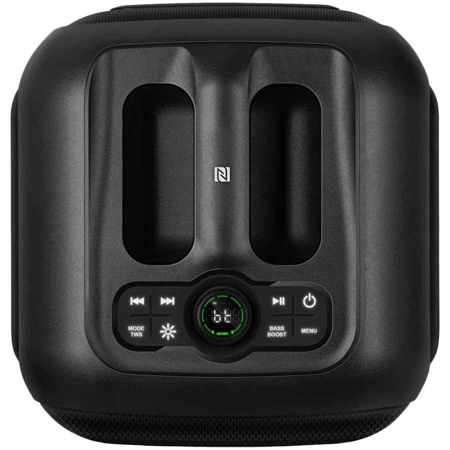 Portable speaker SVEN PS-880, black, power output 110W (RMS), TWS, Bluetooth, FM, USB, microSD, LED-display, lithium battery