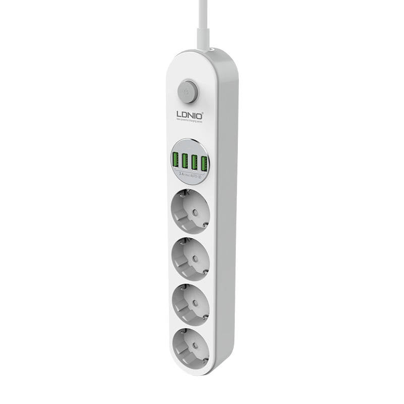 Power strip with 4 AC sockets, 4x USB, LDNIO SE4432, 2m (white) - Product Image 3
