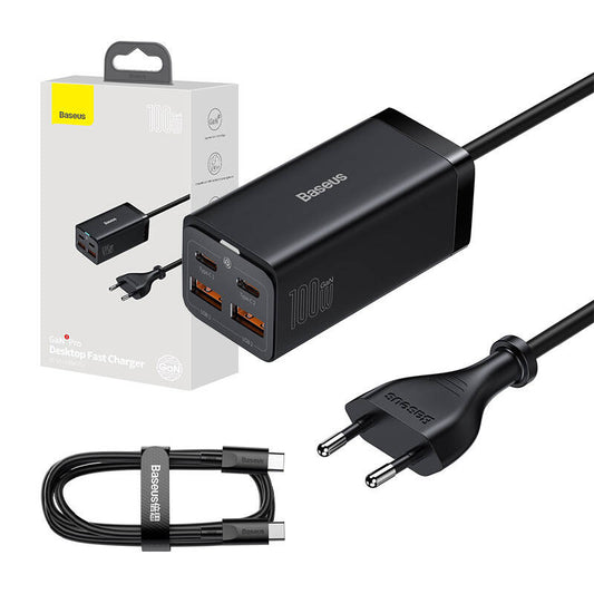 Baseus GaN3 Pro wall charger 2xUSB-C + 2xUSB, 100W (black) - Product Image 1