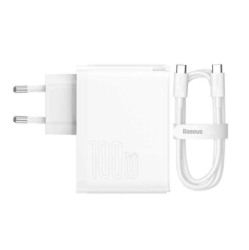 Wall charger Baseus GaN5 Pro USB-C + USB, 100W + 1m cable (white) - Product Image 3