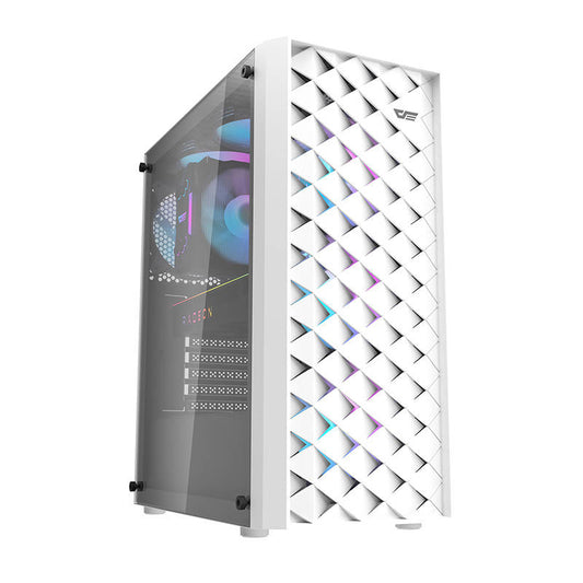 Darkflash DK351 Computergehäuse (weiß) + 4 RGB-Lüfter