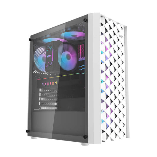 Darkflash DK351 Computergehäuse (weiß) + 4 RGB-Lüfter