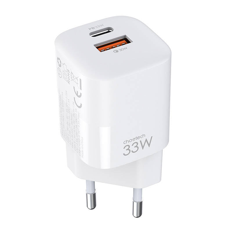 Wall Charger Choetech, 33W, PD5006 A+C dual port (white) - Product Image 3