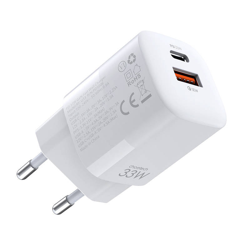Wall Charger Choetech, 33W, PD5006 A+C dual port (white) - Product Image 4