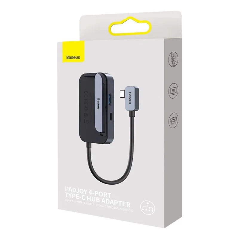 Hub 4in1 Baseus PadJoy Series USB-C to USB 3.0 + HDMI + USB-C PD + jack 3.5mm (Grey) - Product Image 8