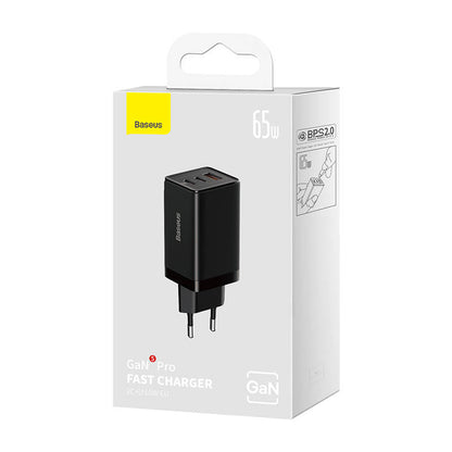 Wall charger Baseus GaN5 Pro 2xUSB-C + USB, 65W (black) - Product Image 7