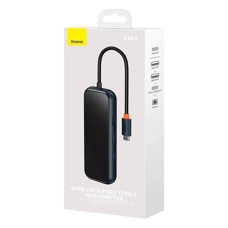 Hub 5in1 Baseus AcmeJoy series USB-C to 2xUSB 3.0 + USB 2.0 + USB-C PD + RJ45 (dark grey) - Product Image 10