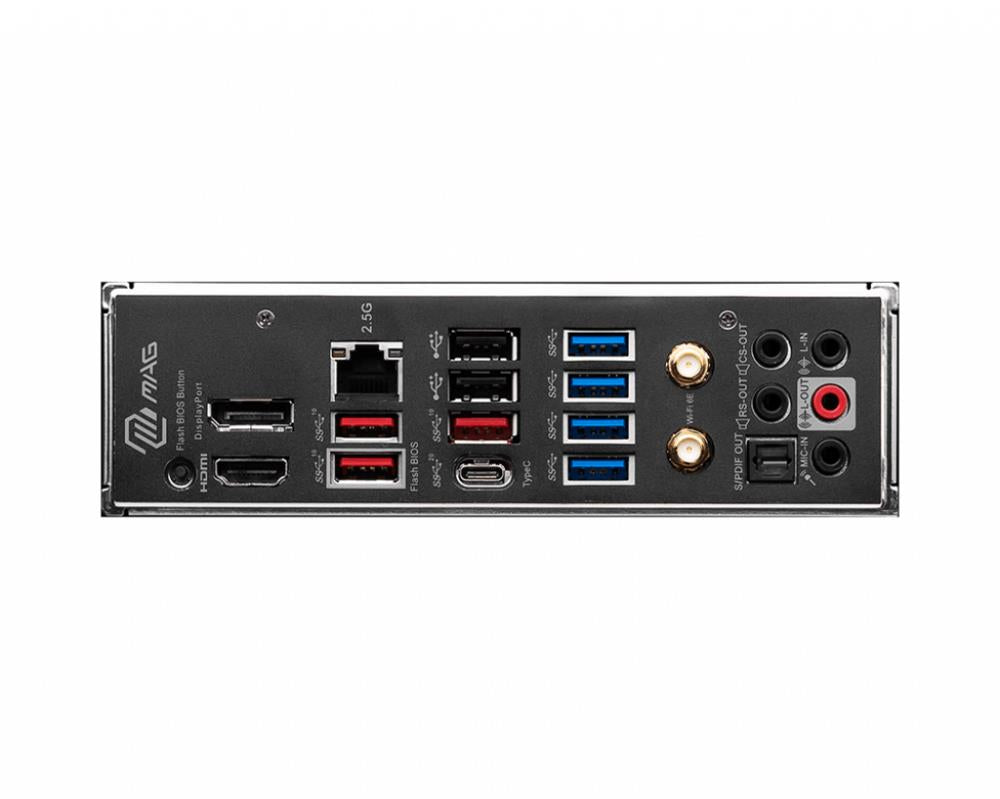 Mainboard MSI AMD B650 SAM5 ATX Memory DDR5 Memory slots 4 1xPCI-Express 1x 2xPCI-Express 16x 3xM.2 1xHDMI 1xDisplayPort 2xUSB 2.0 7xUSB 3.2 1xUSB-C 1xOptical S/PDIF 1xRJ45 5xAudio port MAGB650TOMAHAWKWIFI