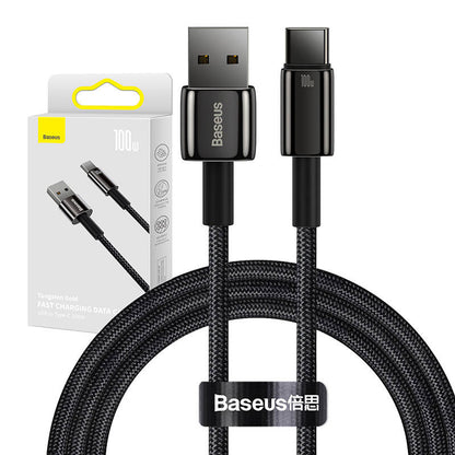 Baseus Tungsten Gold Cable USB to USB-C, 100W, 1m (black) - Product Image 1