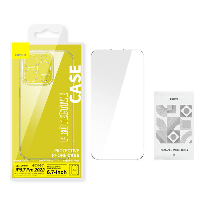 Baseus Crystal Transparent Magnetic Case and Tempered Glass set for iPhone 14 Pro Max - Product Image 8