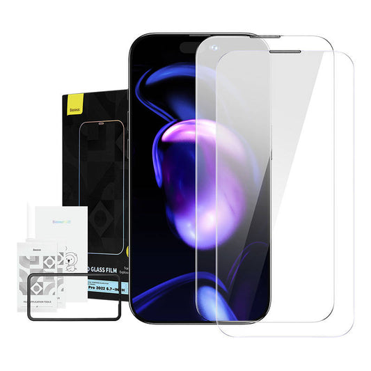 Baseus Crystal Tempered Glass Dust-proof 0.3mm for iPhone 14 Pro Max (2pcs) - Product Image 1