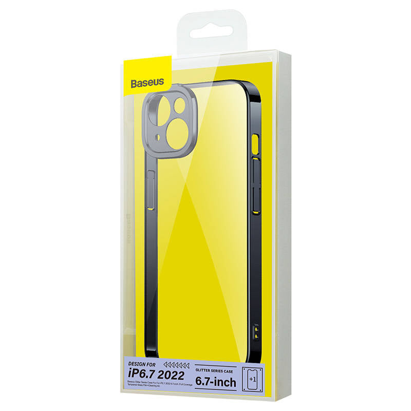 Baseus Glitter Transparent Case and Tempered Glass set for iPhone 14 Plus (black) - Product Image 7