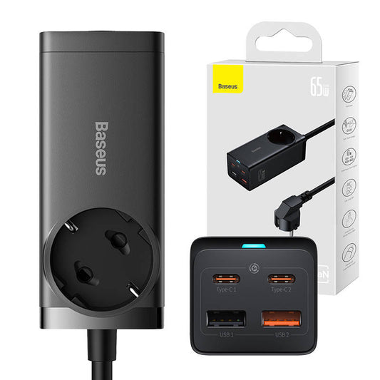 Baseus GaN3 Pro wall charger / powerstrip 2xUSB + 2xUSB-C + AC, 65W - Product Image 1