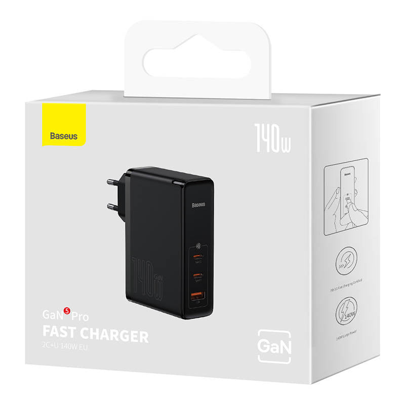 Wall charger Baseus GaN5 Pro 2xUSB-C + USB, 140W (black) - Product Image 5