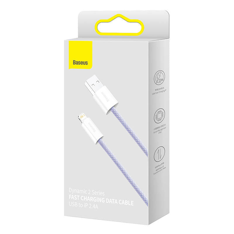 USB cable for Lightning Baseus Dynamic 2 Series, 2.4A, 2m (purple) - Product Image 4