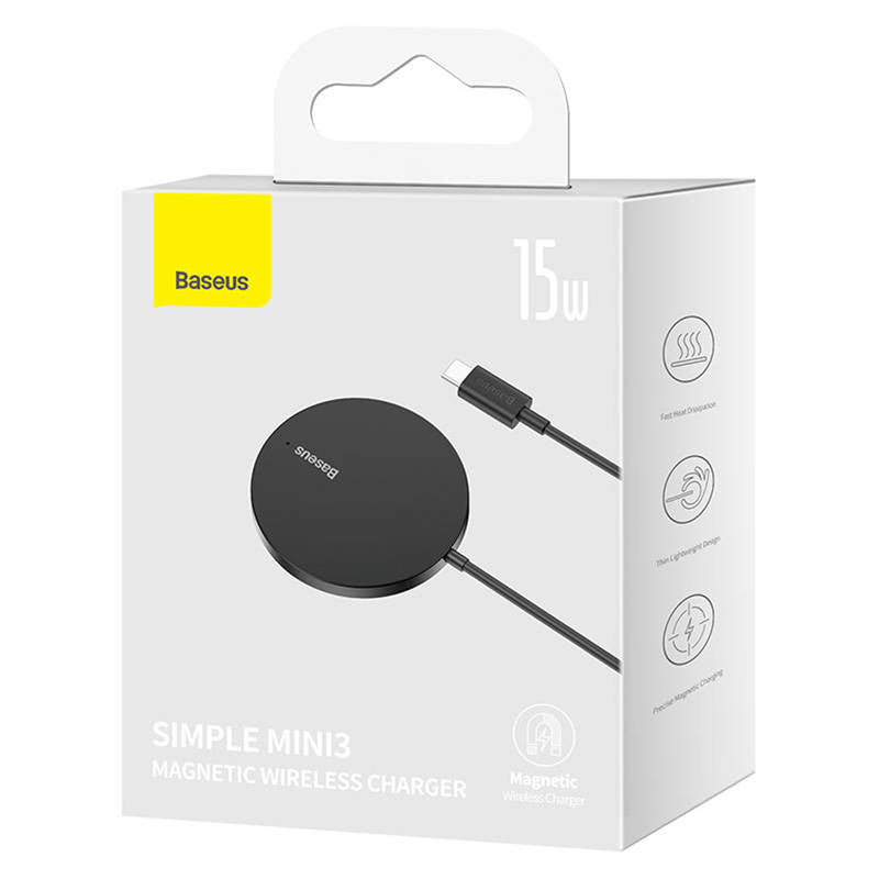 Magnetic Wireless Charger Baseus Simple Mini3 15W (Black) - Product Image 7