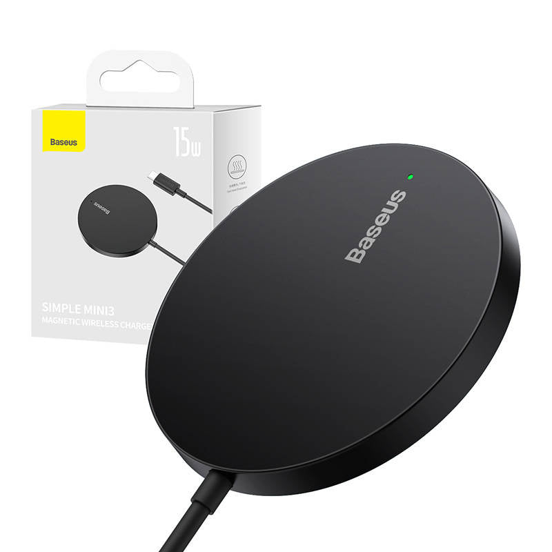 Magnetic Wireless Charger Baseus Simple Mini3 15W (Black) - Product Image 1