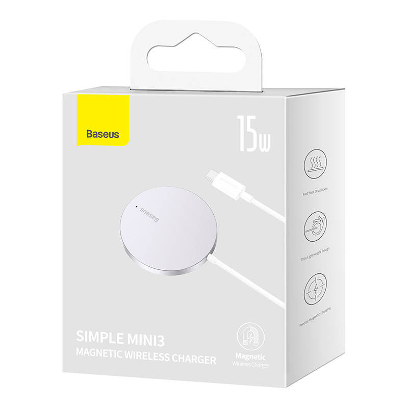 Magnetic Wireless Charger Baseus Simple Mini3 15W (Silver) - Product Image 6