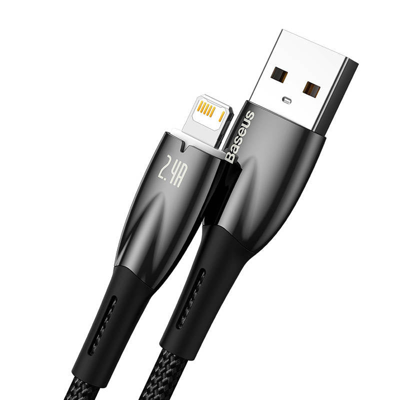 USB cable for Lightning Baseus Glimmer Series, 2.4A, 1m (Black) - Product Image 3