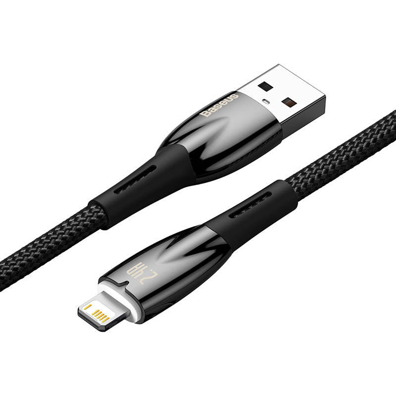 USB cable for Lightning Baseus Glimmer Series, 2.4A, 2m (Black) - Product Image 5