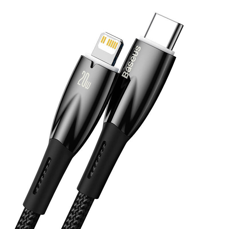 USB-C cable for Lightning Baseus Glimmer Series, 20W, 2m (Black) - Product Image 3
