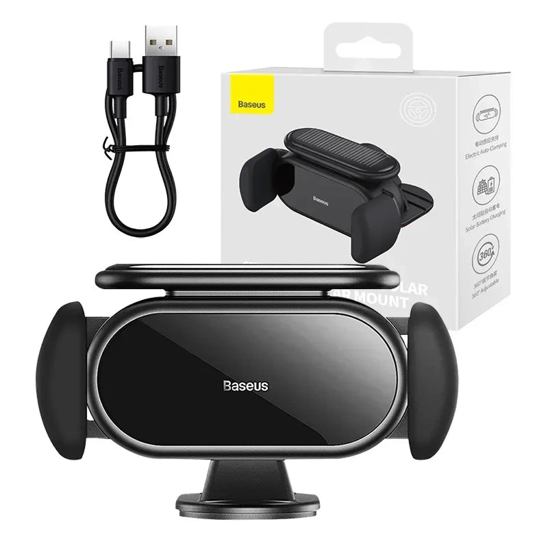 Solar Electric Car Phone Holder Baseus Steel Cannon Pro (Black) - Product Image 10