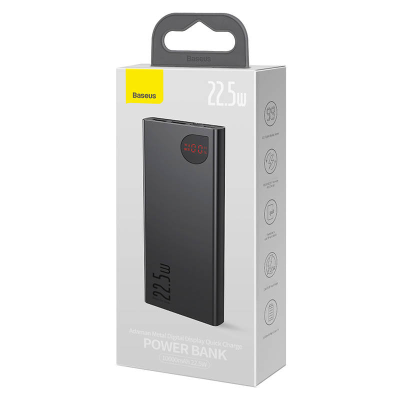 Powerbank Baseus Adaman Metal, 10000mAh, 2xUSB, USB-C, Lightning, MicroUSB  22.5W (black) - Product Image 7