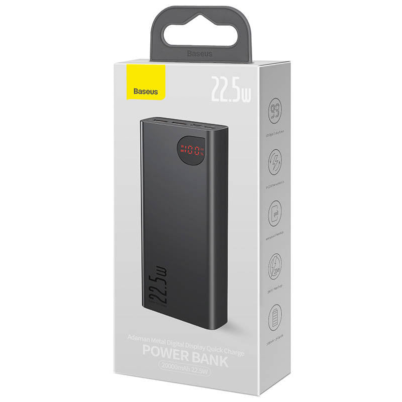 Powerbank Baseus Adaman Metal, 20000mAh, 2xUSB, USB-C, Lightning, microUSB  22.5W (black) - Product Image 7