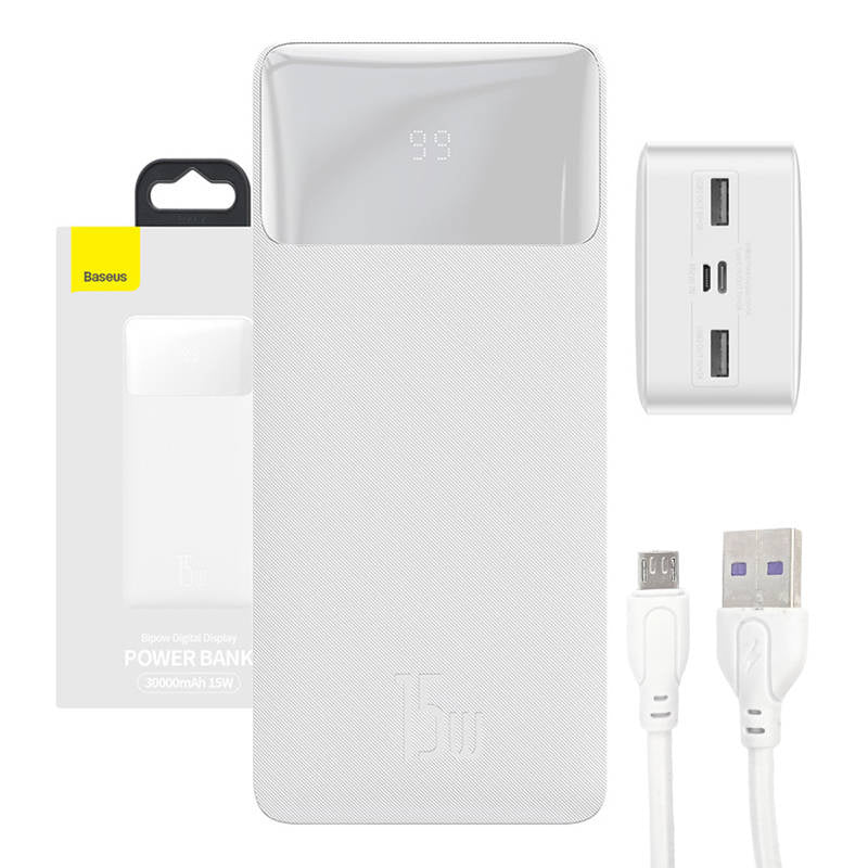 Powerbank Baseus Bipow 30000mAh, 15W (white) - Product Image 1
