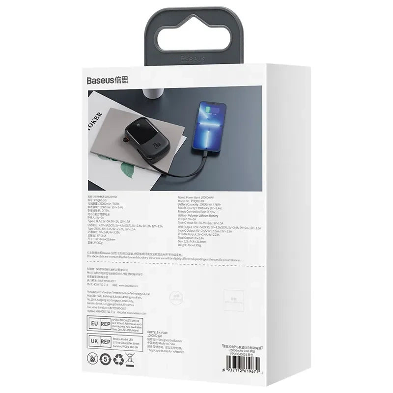 Powerbank Baseus Qpow PRO with Lightning cable, USB-C port and USB 20000mAh, 20W (Black) - Product Image 7