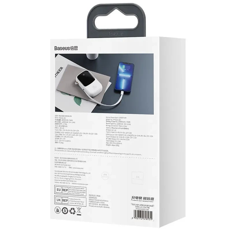Powerbank Baseus Qpow PRO with Lightning cable, USB-C port and USB 20000mAh, 20W  (White) - Product Image 7