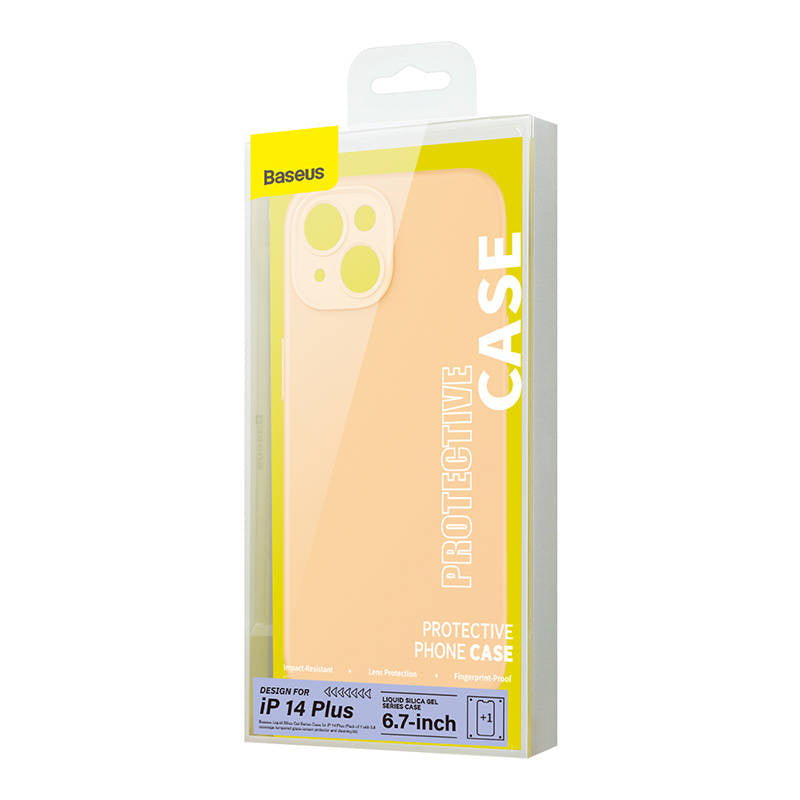 Baseus Liquid Silica Gel Case for iPhone 14 Plus (sunglow)+ tempered glass + cleaning kit - Product Image 8